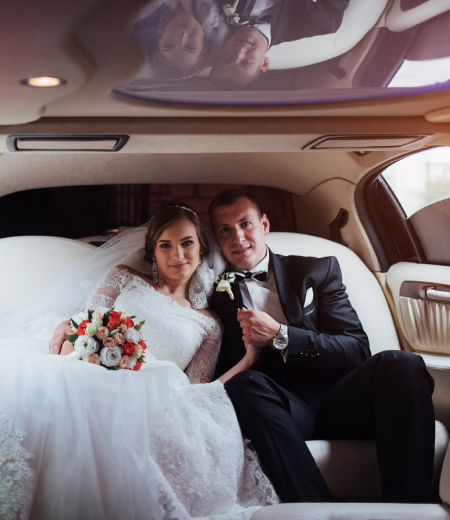 Vail wedding shuttle with guests